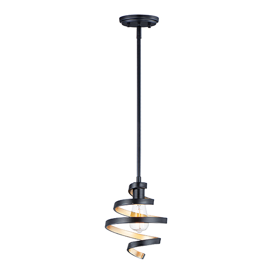 Maxim Twister 8&quot; Wide Mini
Pendant - Black/Gold Finish -
1xE26 Base Lamp (60W Max)