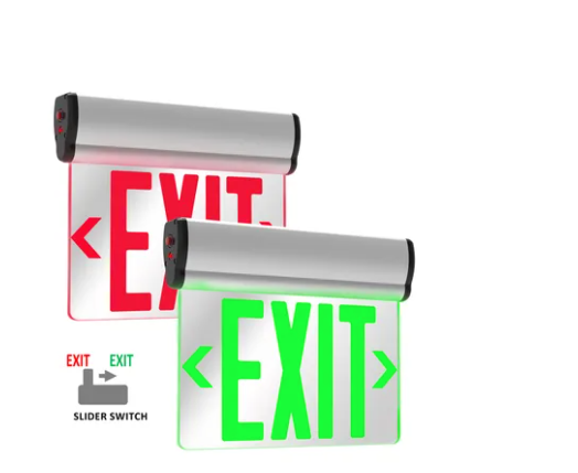 EMG-EDG-AL-RG
Aluminum Edgelit Exit, 
Universal Red/Green, Universal 
Single/Double Face, Universal 
Mounting