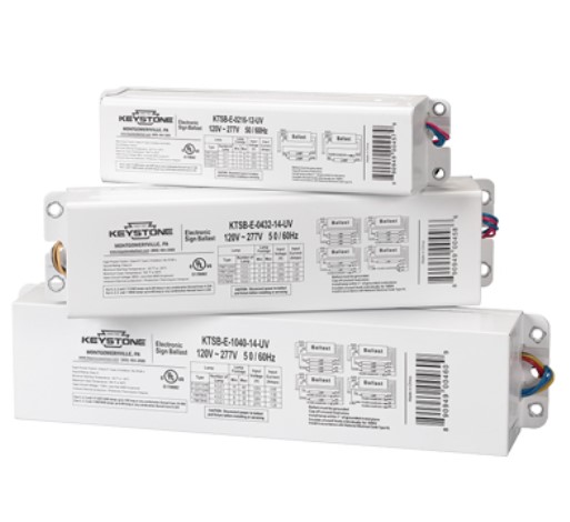KTSB-E-1040-14-UV/A
Electronic Sign Ballast, 10-40 
Feet, 1-4 Lamps, 120-277V, 
Revised Wiring