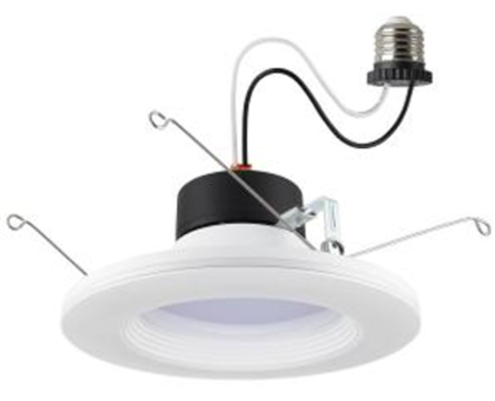 9WLED/NL/RDL/5-6/CCT-SEL/120V
5-6 inch; CCT Selectable 
(2700K/3000K/3500K/4000K/5000K
), Integrated LED Recessed 
Downlight with Night Light 
Feature, 9W, 120V,95 deg beam 
angle, Dimmable,E26 adapter 
included