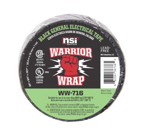 BLACK ELECTRICAL TAPE 7MIL GENERAL